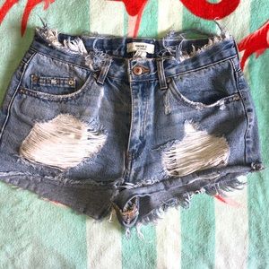 Forever 21 Distressed Jean Shorts